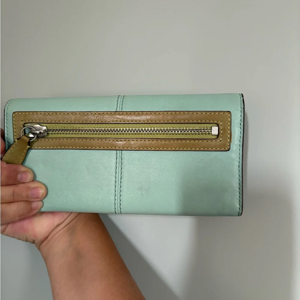 Coach Light Blue Seafoam Leather Women's Wallet - Picture 7 of 8